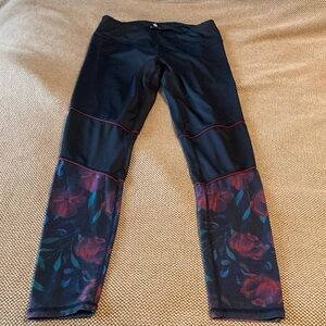 Kyodan | Black Leggings, Rose detail, M